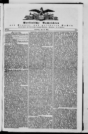 Berlinische Nachrichten von Staats- und gelehrten Sachen on Mar 14, 1844