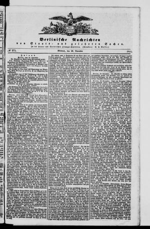 Berlinische Nachrichten von Staats- und gelehrten Sachen vom 20.11.1844