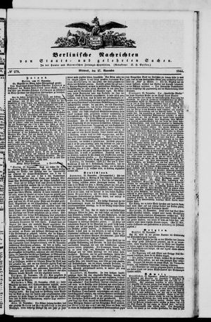 Berlinische Nachrichten von Staats- und gelehrten Sachen on Nov 27, 1844