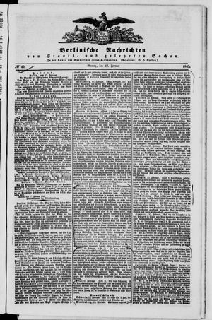 Berlinische Nachrichten von Staats- und gelehrten Sachen vom 17.02.1845