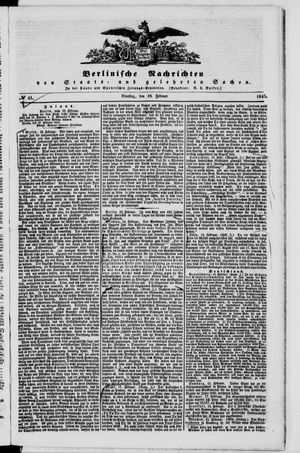 Berlinische Nachrichten von Staats- und gelehrten Sachen vom 18.02.1845