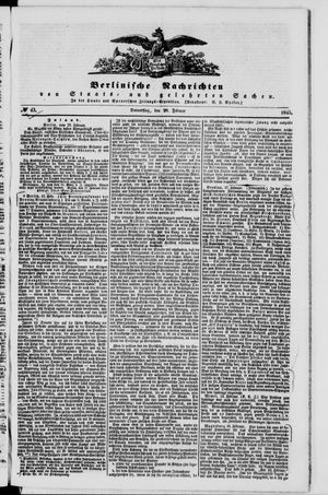 Berlinische Nachrichten von Staats- und gelehrten Sachen vom 20.02.1845