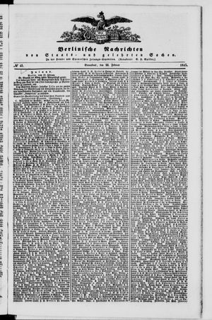 Berlinische Nachrichten von Staats- und gelehrten Sachen vom 22.02.1845