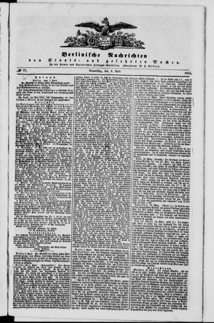 Berlinische Nachrichten von Staats- und gelehrten Sachen on Apr 3, 1845