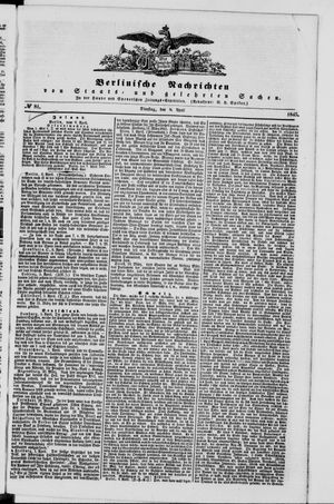 Berlinische Nachrichten von Staats- und gelehrten Sachen vom 08.04.1845
