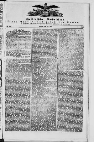 Berlinische Nachrichten von Staats- und gelehrten Sachen on Apr 14, 1845