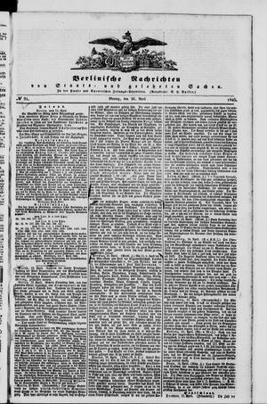 Berlinische Nachrichten von Staats- und gelehrten Sachen vom 21.04.1845