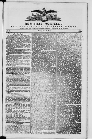 Berlinische Nachrichten von Staats- und gelehrten Sachen vom 28.04.1845