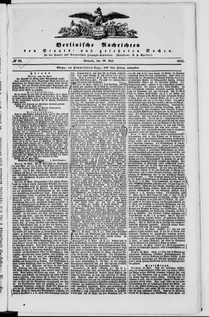Berlinische Nachrichten von Staats- und gelehrten Sachen vom 30.04.1845
