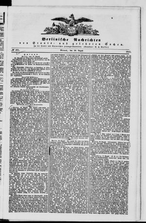 Berlinische Nachrichten von Staats- und gelehrten Sachen vom 20.08.1845