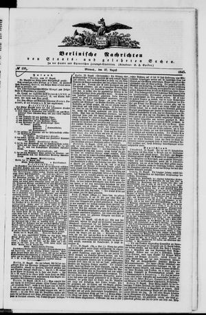 Berlinische Nachrichten von Staats- und gelehrten Sachen vom 27.08.1845