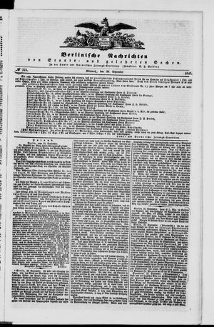Berlinische Nachrichten von Staats- und gelehrten Sachen vom 24.09.1845