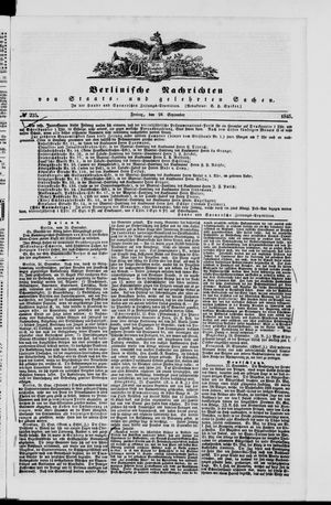 Berlinische Nachrichten von Staats- und gelehrten Sachen vom 26.09.1845