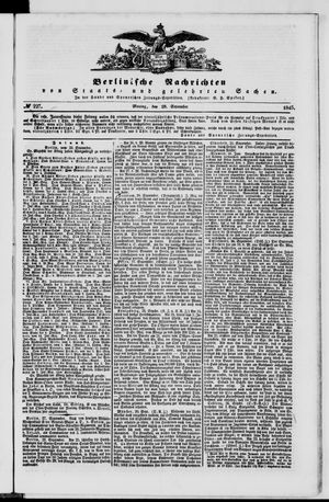 Berlinische Nachrichten von Staats- und gelehrten Sachen vom 29.09.1845