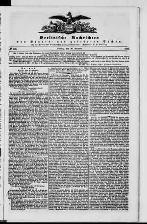 Berlinische Nachrichten von Staats- und gelehrten Sachen vom 30.09.1845