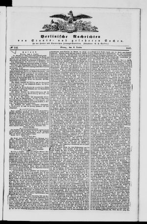 Berlinische Nachrichten von Staats- und gelehrten Sachen vom 06.10.1845