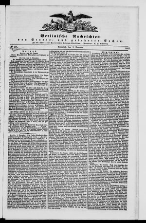 Berlinische Nachrichten von Staats- und gelehrten Sachen vom 01.11.1845