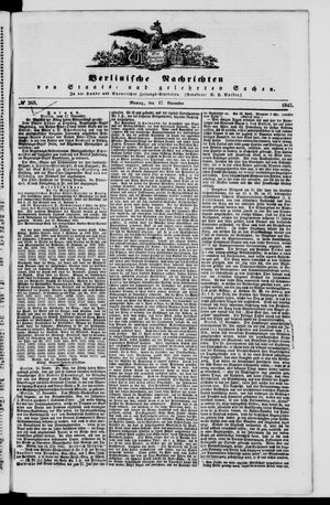 Berlinische Nachrichten von Staats- und gelehrten Sachen vom 17.11.1845