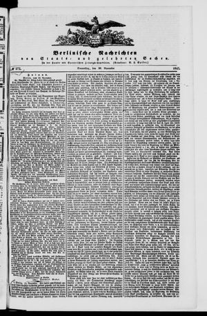 Berlinische Nachrichten von Staats- und gelehrten Sachen vom 20.11.1845