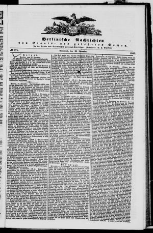 Berlinische Nachrichten von Staats- und gelehrten Sachen vom 22.11.1845