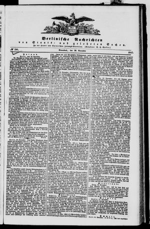 Berlinische Nachrichten von Staats- und gelehrten Sachen vom 29.11.1845