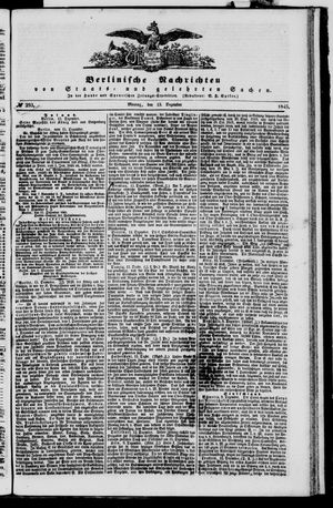 Berlinische Nachrichten von Staats- und gelehrten Sachen vom 15.12.1845