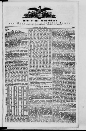 Berlinische Nachrichten von Staats- und gelehrten Sachen vom 15.01.1846