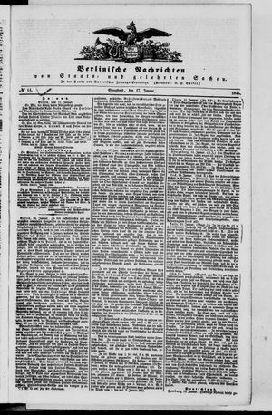 Berlinische Nachrichten von Staats- und gelehrten Sachen vom 17.01.1846