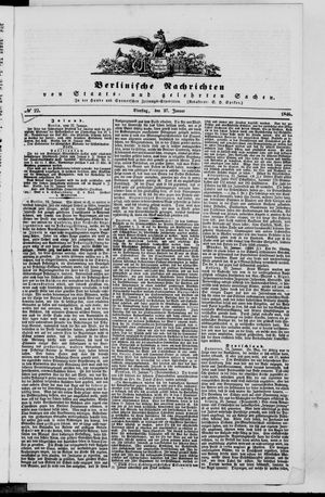 Berlinische Nachrichten von Staats- und gelehrten Sachen vom 27.01.1846