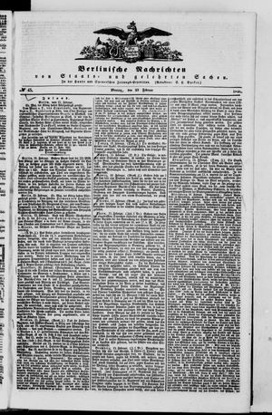 Berlinische Nachrichten von Staats- und gelehrten Sachen vom 23.02.1846