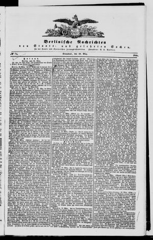 Berlinische Nachrichten von Staats- und gelehrten Sachen vom 28.03.1846