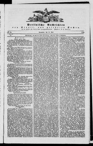 Berlinische Nachrichten von Staats- und gelehrten Sachen vom 11.04.1846