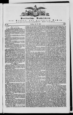 Berlinische Nachrichten von Staats- und gelehrten Sachen vom 14.04.1846