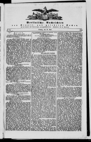 Berlinische Nachrichten von Staats- und gelehrten Sachen vom 21.04.1846