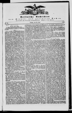 Berlinische Nachrichten von Staats- und gelehrten Sachen vom 28.04.1846