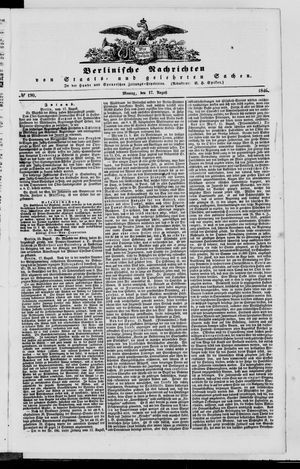 Berlinische Nachrichten von Staats- und gelehrten Sachen vom 17.08.1846