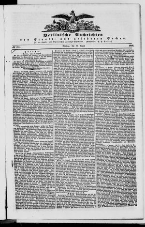 Berlinische Nachrichten von Staats- und gelehrten Sachen vom 18.08.1846