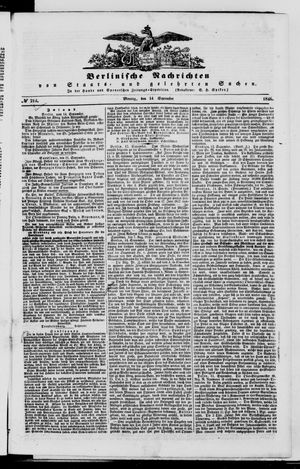 Berlinische Nachrichten von Staats- und gelehrten Sachen vom 14.09.1846