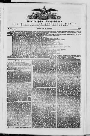 Berlinische Nachrichten von Staats- und gelehrten Sachen vom 29.09.1846