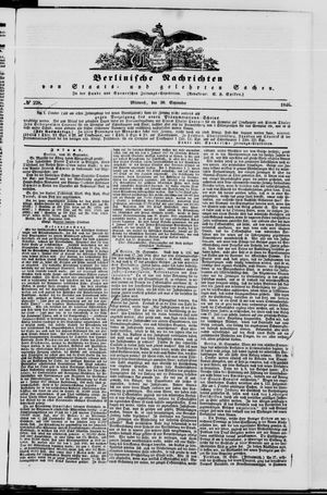 Berlinische Nachrichten von Staats- und gelehrten Sachen vom 30.09.1846
