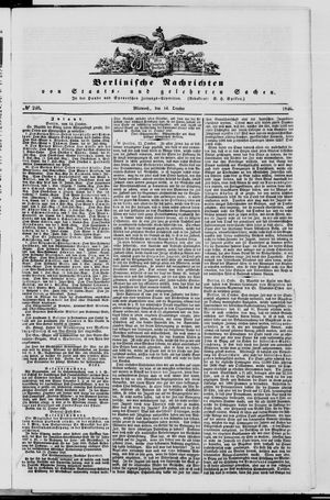 Berlinische Nachrichten von Staats- und gelehrten Sachen vom 14.10.1846