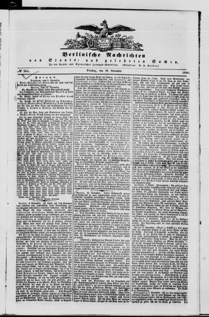 Berlinische Nachrichten von Staats- und gelehrten Sachen vom 10.11.1846