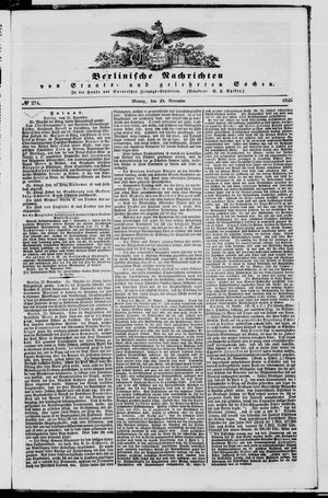 Berlinische Nachrichten von Staats- und gelehrten Sachen on Nov 23, 1846