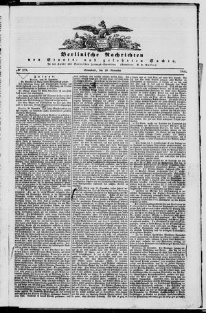 Berlinische Nachrichten von Staats- und gelehrten Sachen vom 28.11.1846