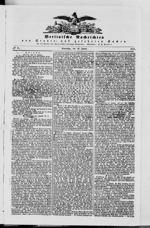 Berlinische Nachrichten von Staats- und gelehrten Sachen vom 14.01.1847