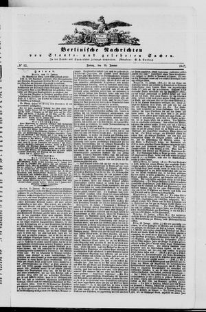 Berlinische Nachrichten von Staats- und gelehrten Sachen vom 15.01.1847