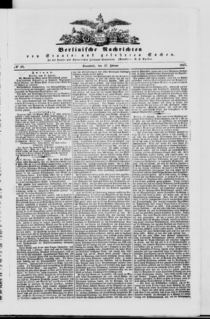 Berlinische Nachrichten von Staats- und gelehrten Sachen vom 27.02.1847