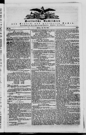 Berlinische Nachrichten von Staats- und gelehrten Sachen vom 23.04.1847