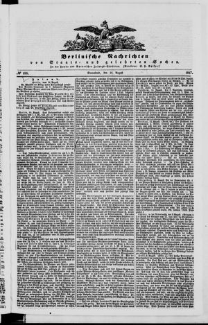 Berlinische Nachrichten von Staats- und gelehrten Sachen vom 14.08.1847