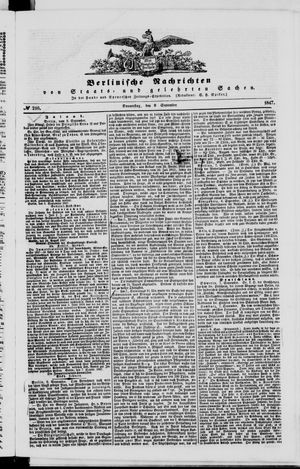 Berlinische Nachrichten von Staats- und gelehrten Sachen vom 09.09.1847
